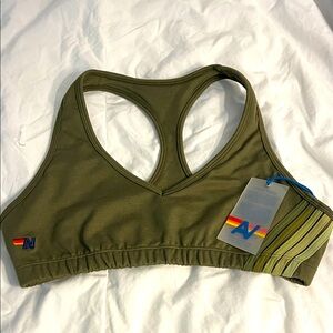 NWT Aviator Nation Small 5 Stripe Sports Bra Color: Army
